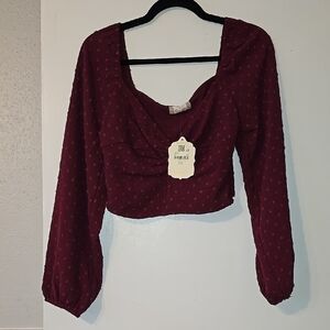 Altar'd State Women's Burgundy Long Sleeve Top- Size M (NWT)